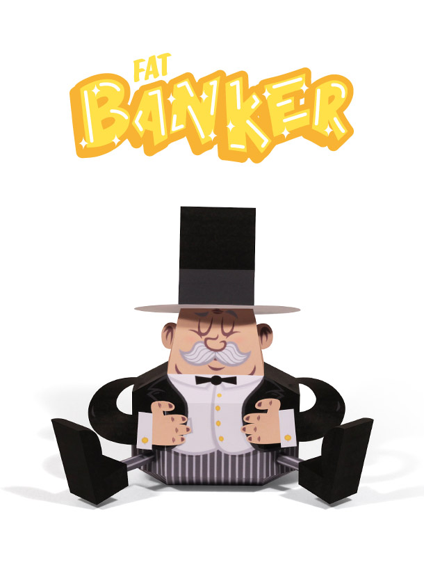 Fat Banker Paper Toy